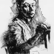 Käthe Kollwitz | Selvportræt, tegning – 1892 | Indrammet kunsttryk | Realisme