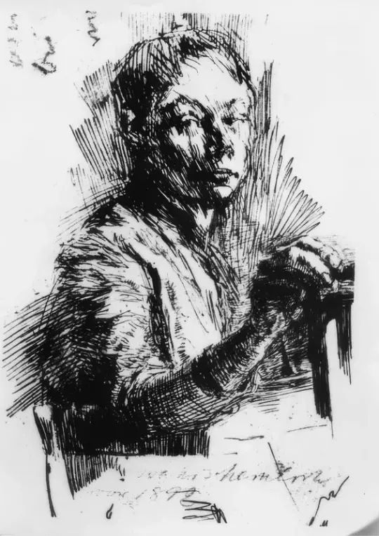 Käthe Kollwitz | Selvportræt, tegning – 1892 | Indrammet kunsttryk | Realisme