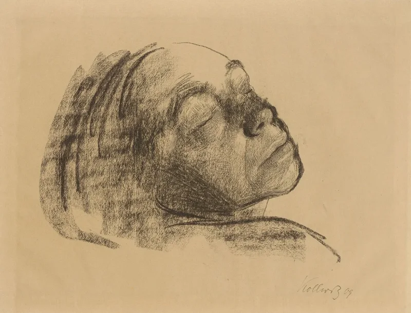 Käthe Kollwitz – Selbstbildnis mit geschlossenen Augen 1909 | Giclée Kunstdruck gerahmt
