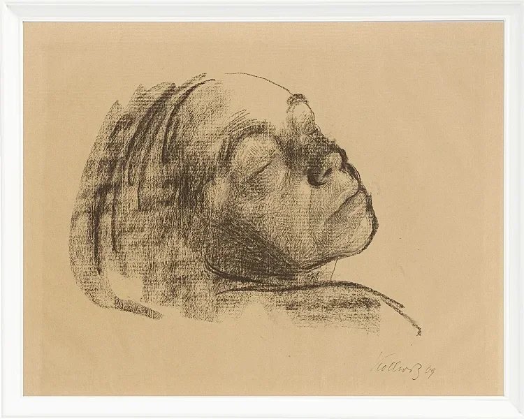 Käthe Kollwitz – Selbstbildnis mit geschlossenen Augen 1909 | Giclée Kunstdruck gerahmt