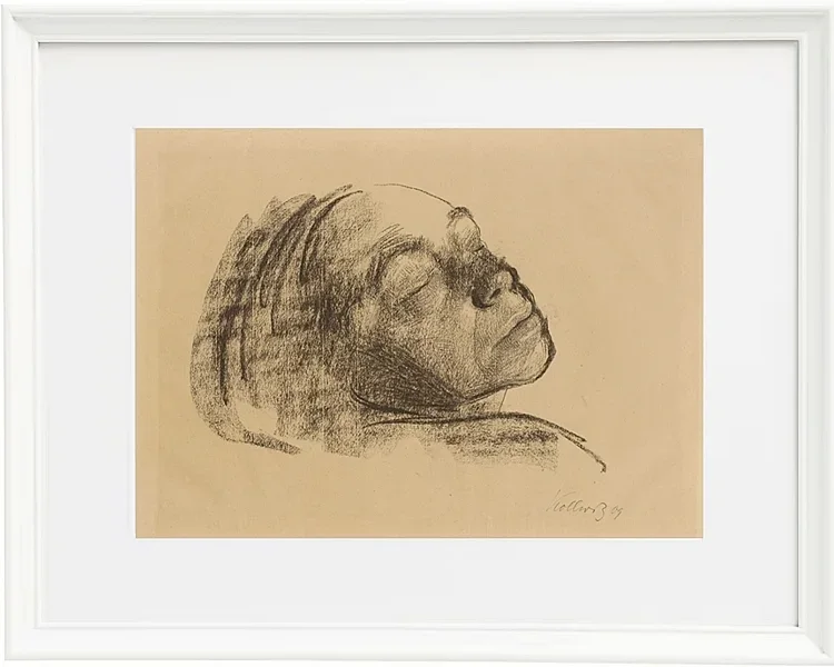 Käthe Kollwitz – Selbstbildnis mit geschlossenen Augen 1909 | Giclée Kunstdruck gerahmt
