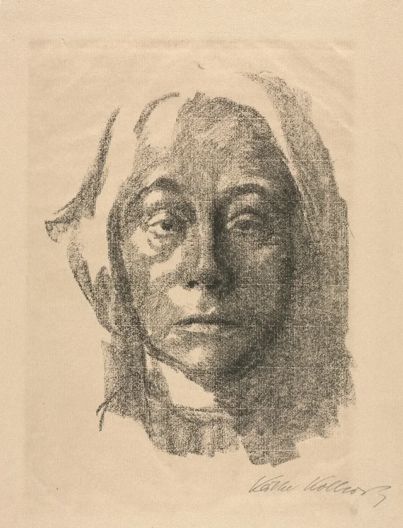 Käthe Kollwitz – Selbstportrait 1915 | Giclée Kunstdruck gerahmt