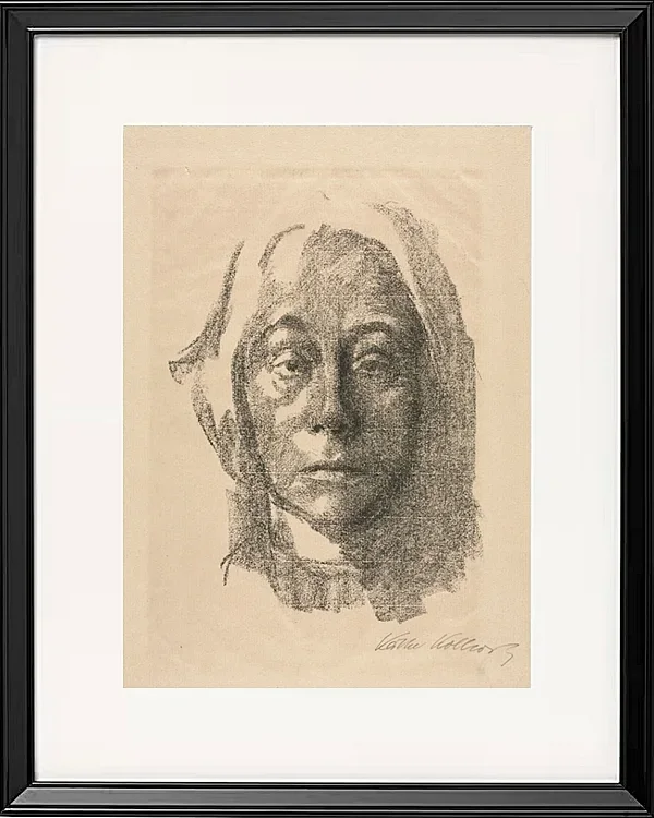 Käthe Kollwitz – Selbstportrait 1915 | Giclée Kunstdruck gerahmt