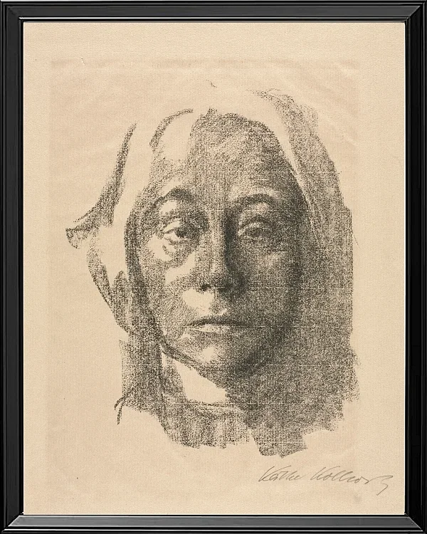 Käthe Kollwitz – Selbstportrait 1915 | Giclée Kunstdruck gerahmt