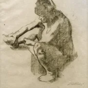 Käthe Kollwitz | Sitzende Frau im Profil - 1912 | Gerahmter Kunstdruck | Realismus