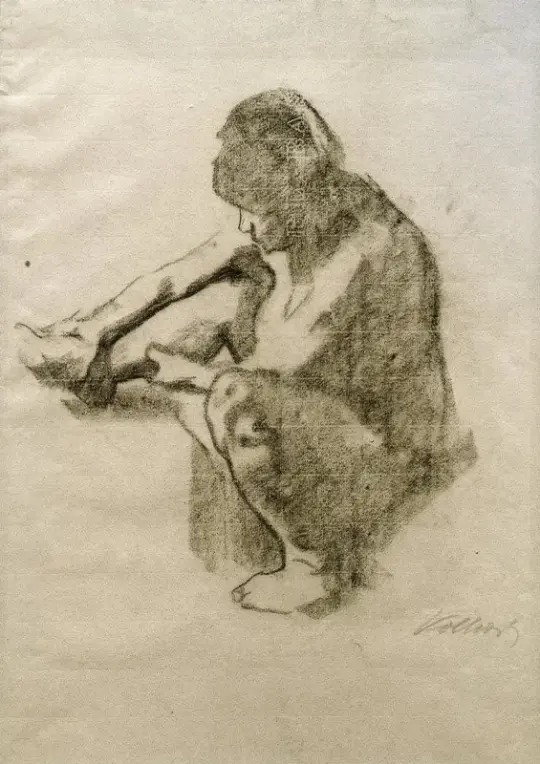Käthe Kollwitz | Sitzende Frau im Profil - 1912 | Gerahmter Kunstdruck | Realismus