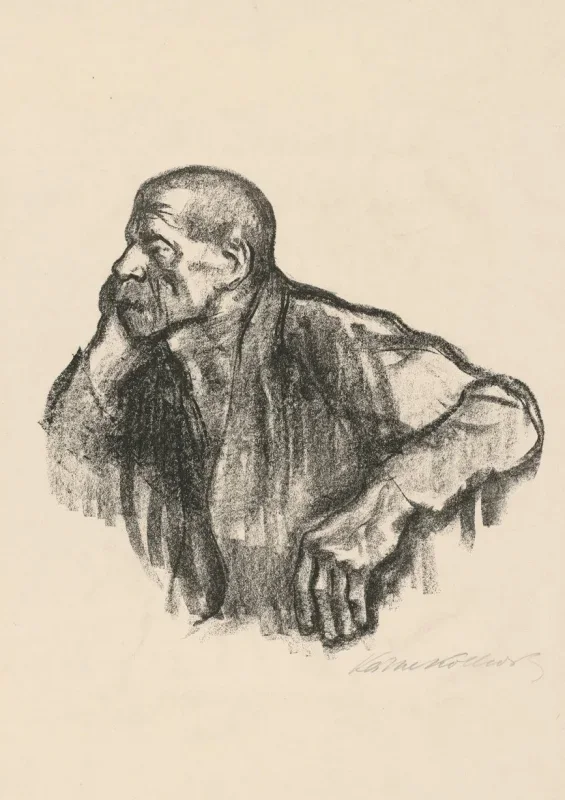 Käthe Kollwitz | Siddende arbejder – 1923 | Indrammet kunsttryk | Realisme