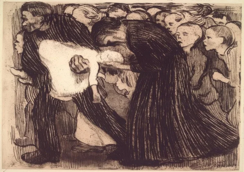 Käthe Kollwitz | Overkørt – 1910 | Indrammet kunsttryk | Realisme
