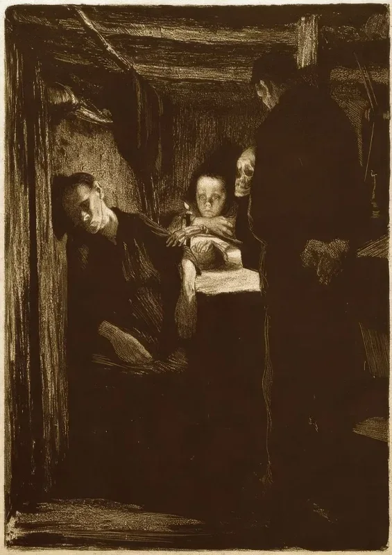 Käthe Kollwitz | Død – 1897 | Indrammet kunsttryk | Realisme