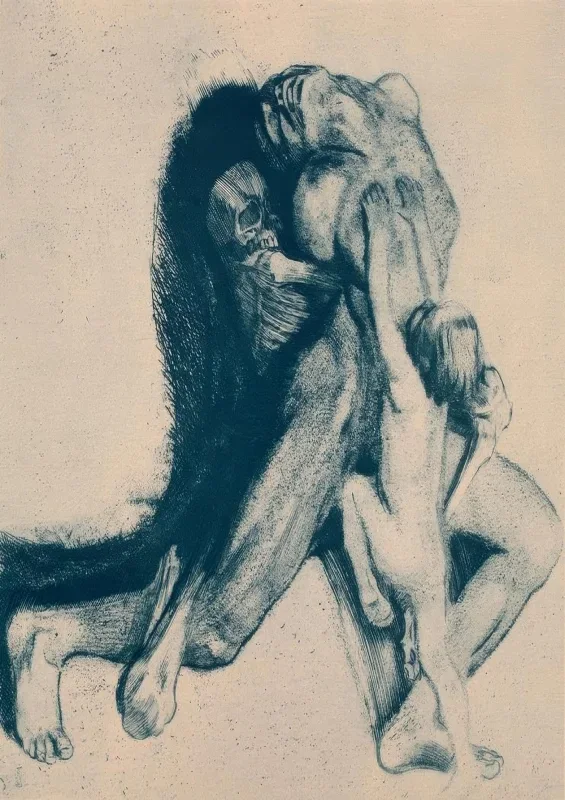 Käthe Kollwitz | Døden og kvinden – 1910 | Indrammet kunsttryk | Realisme