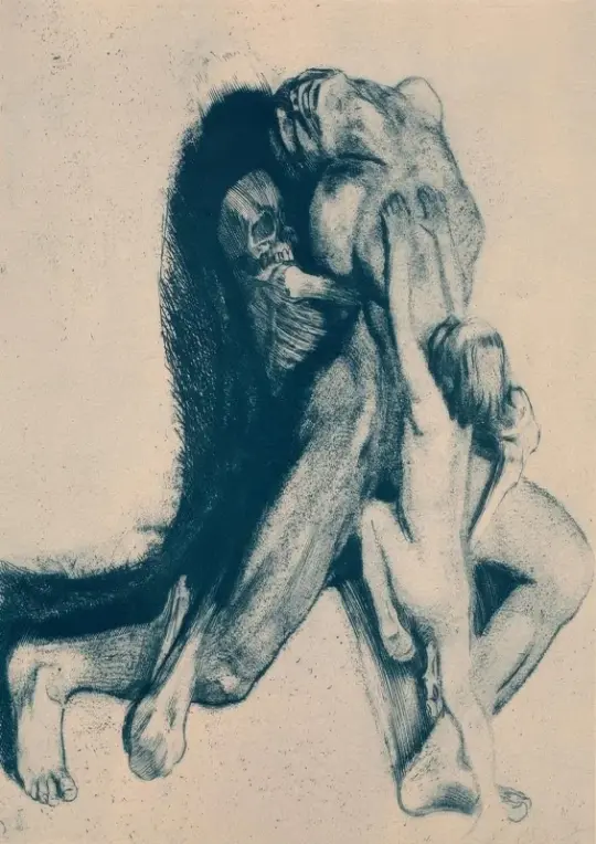 Käthe Kollwitz | Døden og kvinden – 1910 | Indrammet kunsttryk | Realisme