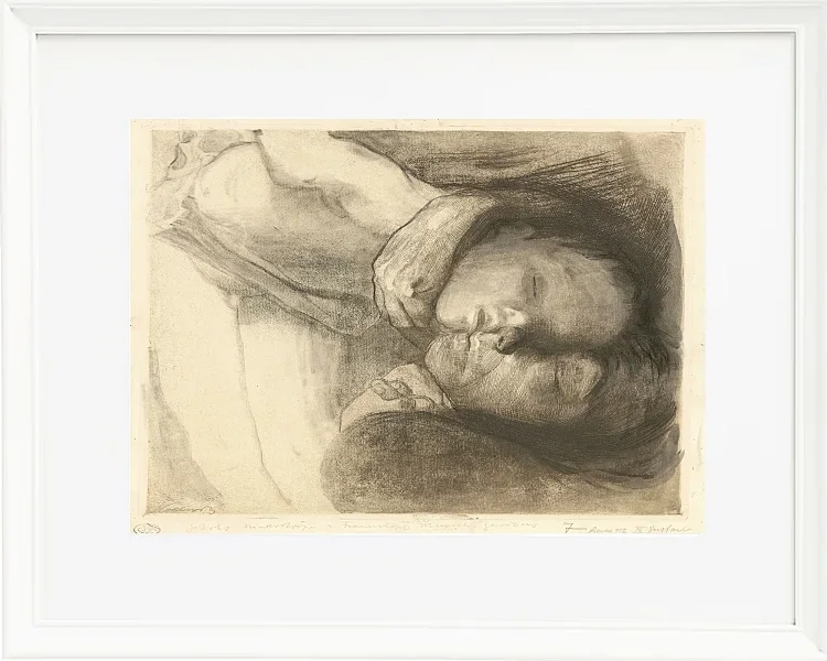 Käthe Kollwitz – Tod, Frau und Kind 1910 | Giclée Kunstdruck gerahmt