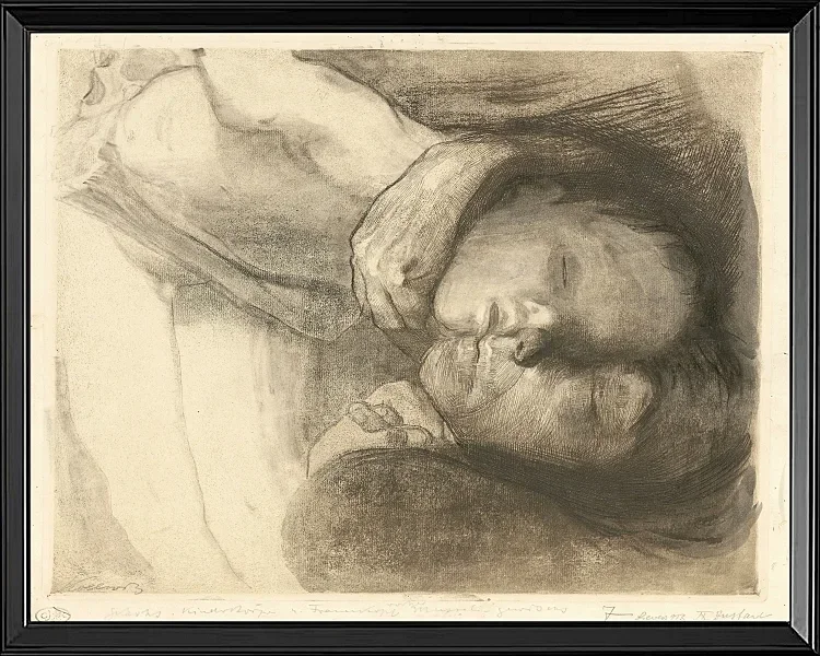 Käthe Kollwitz – Tod, Frau und Kind 1910 | Giclée Kunstdruck gerahmt