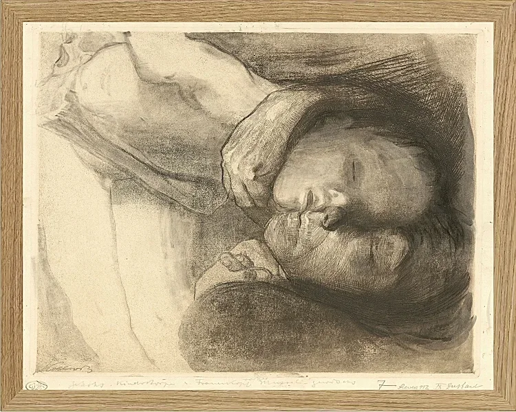Käthe Kollwitz – Tod, Frau und Kind 1910 | Giclée Kunstdruck gerahmt