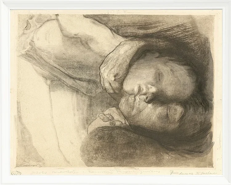 Käthe Kollwitz – Tod, Frau und Kind 1910 | Giclée Kunstdruck gerahmt