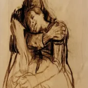 Käthe Kollwitz | Sammenflettet – 1909 | Indrammet kunsttryk | Realisme