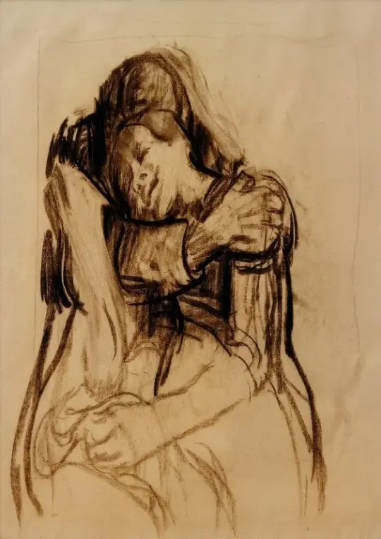 Käthe Kollwitz | Umschlungene - 1909 | Gerahmter Kunstdruck | Realismus