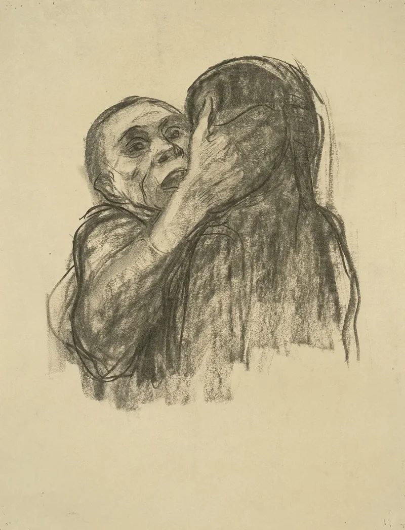 Käthe Kollwitz – Tod wird als Freund erkannt 1934 | Giclée Kunstdruck gerahmt