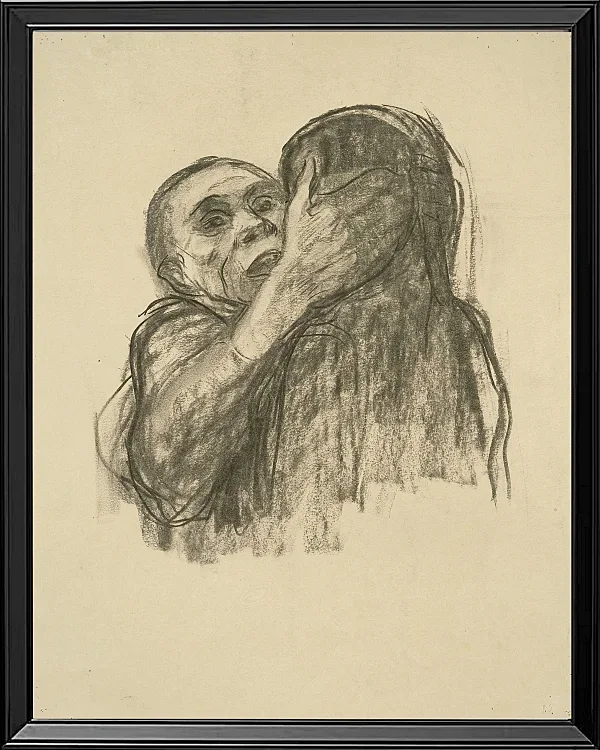 Käthe Kollwitz – Tod wird als Freund erkannt 1934 | Giclée Kunstdruck gerahmt