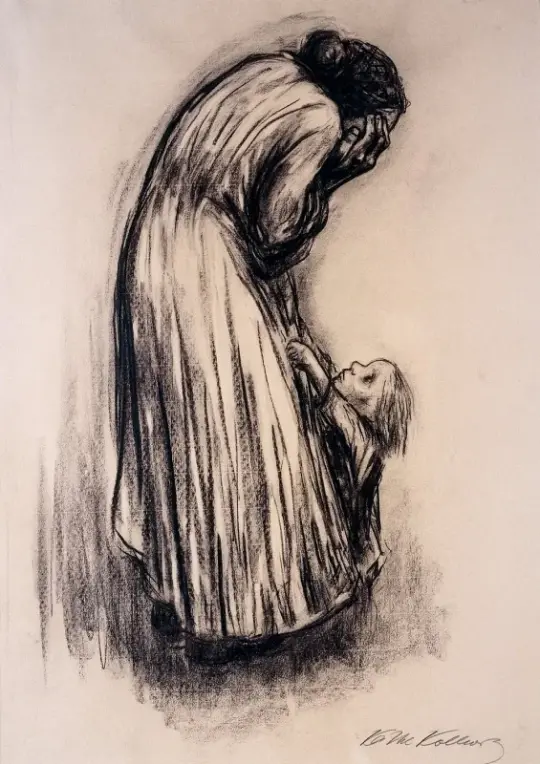 Käthe Kollwitz | Desperat kvinde med barn - 1892 | Indrammet kunsttryk | Realisme