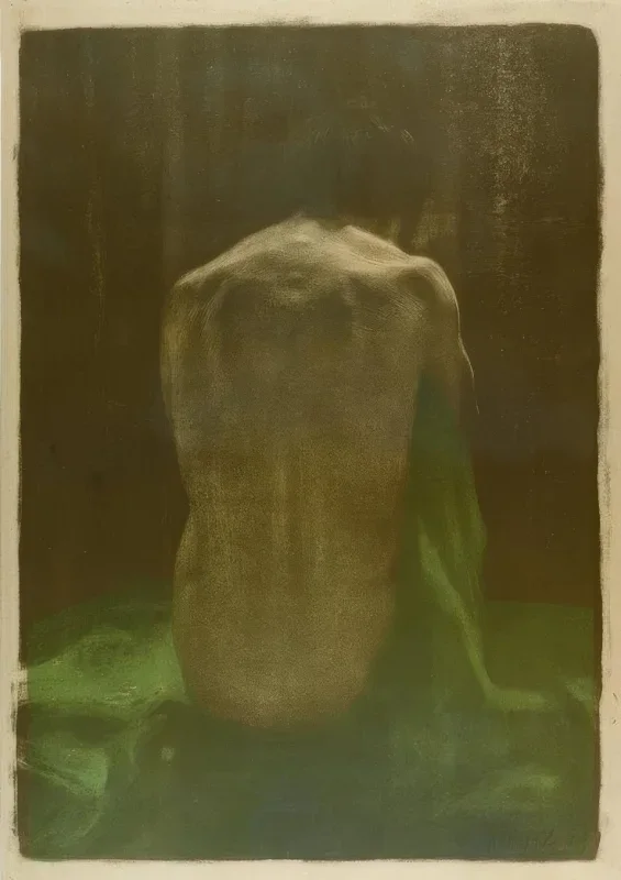 Käthe Kollwitz | Kvindenøgen (set bagfra) på et grønt klæde – 1903 | Indrammet kunsttryk | Realisme