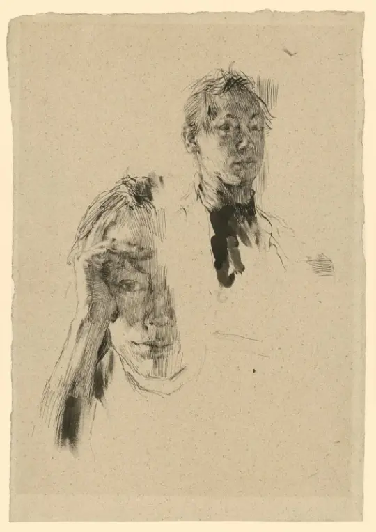 Käthe Kollwitz | To selvportrætter – 1891 | Indrammet kunsttryk | Realisme