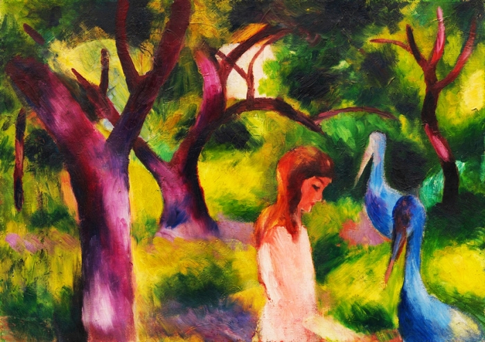 Mädchen mit blauen Vögeln - 1914