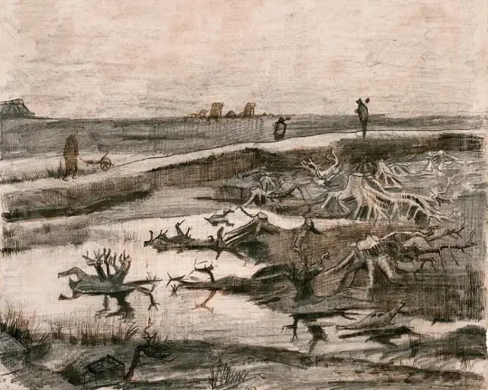 Landskab med mosestammer - 1883