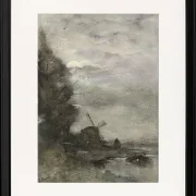 Landschaft mit einer Mühle bei Mondschein - 1847