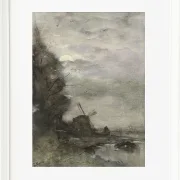 Landschaft mit einer Mühle bei Mondschein - 1847