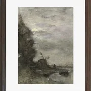 Landschaft mit einer Mühle bei Mondschein - 1847