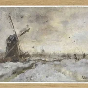 Landschaft mit einer Windmühle im Schnee - 1847