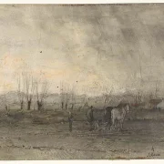 Landschaft mit pflügendem Bauern - 1847