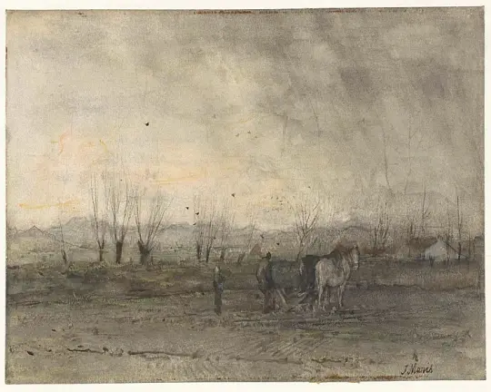 Landschaft mit pflügendem Bauern - 1847