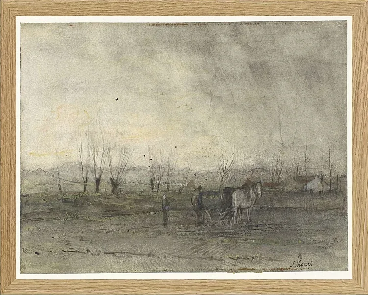 Landschaft mit pflügendem Bauern - 1847