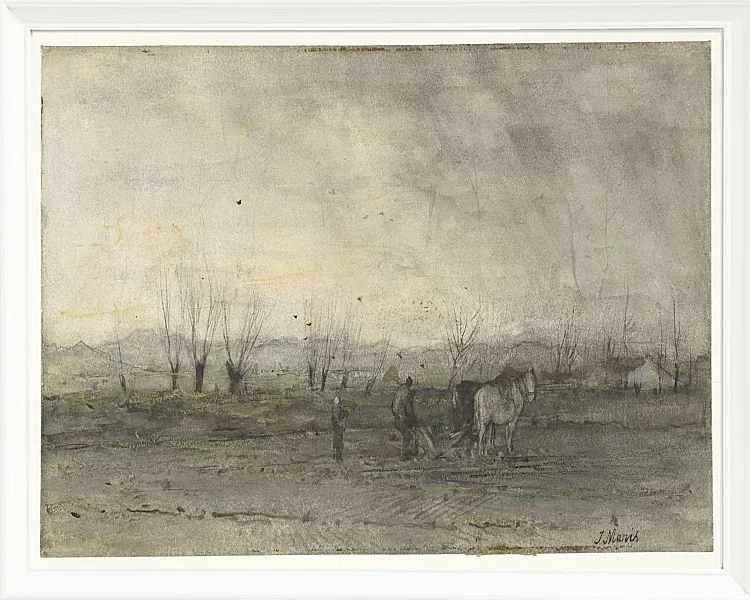 Landschaft mit pflügendem Bauern - 1847