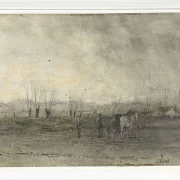 Landschaft mit pflügendem Bauern - 1847