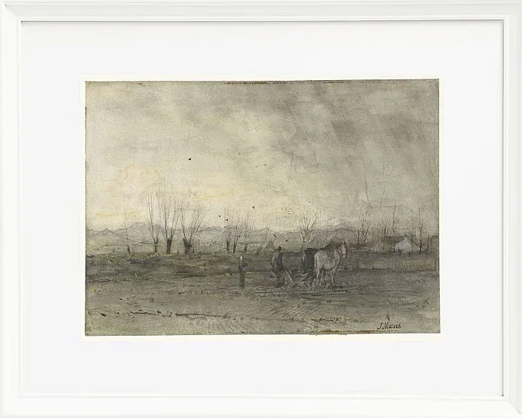 Landschaft mit pflügendem Bauern - 1847