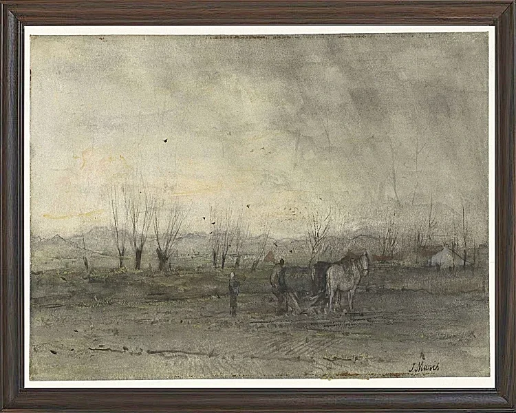 Landschaft mit pflügendem Bauern - 1847