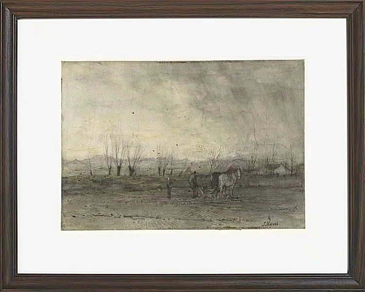 Landschaft mit pflügendem Bauern - 1847