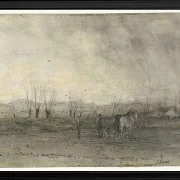 Landschaft mit pflügendem Bauern - 1847