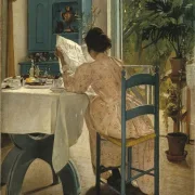 Laurits Andersen Ring | Ved morgenmaden – 1898 | Indrammet kunsttryk | Realisme