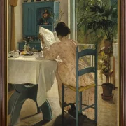 Laurits Andersen Ring | Ved morgenmaden – 1898 | Indrammet kunsttryk | Realisme