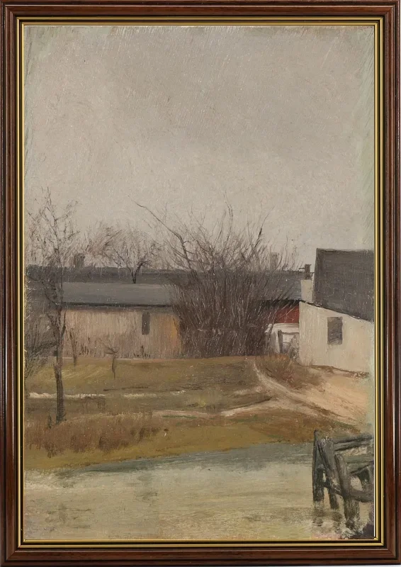 Laurits Andersen Ring | Bag udhusene - 1901 | Indrammet kunsttryk | Realisme