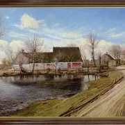 Laurits Andersen Ring | Bauernhäuser in Baldersbronde - 1911 | Gerahmter Kunstdruck | Realismus