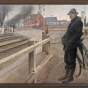 Laurits Andersen Ring – Auf den Zug warten. Bahnübergang am Roskilde Highway 1914 | Giclée Kunstdruck gerahmt
