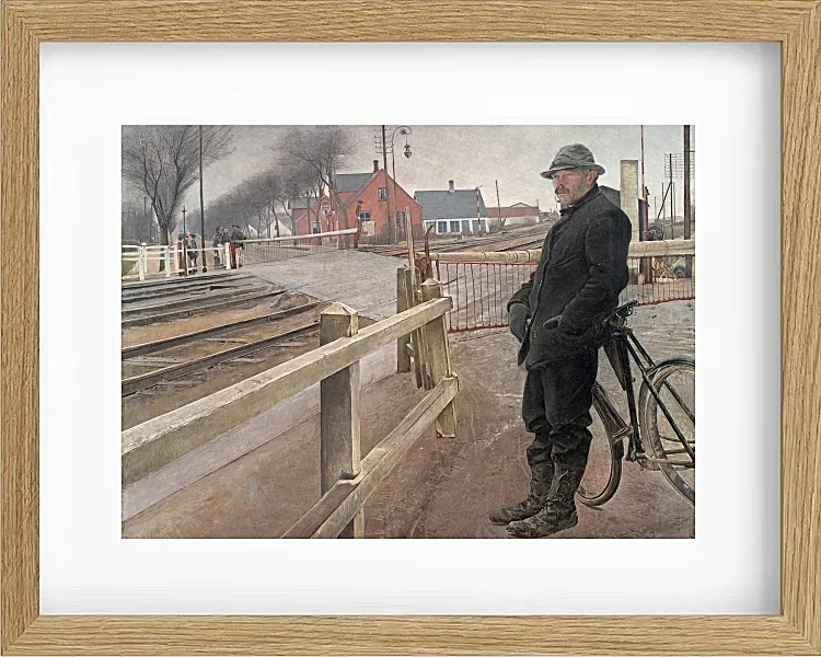 Laurits Andersen Ring – Auf den Zug warten. Bahnübergang am Roskilde Highway 1914 | Giclée Kunstdruck gerahmt