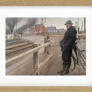 Laurits Andersen Ring – Auf den Zug warten. Bahnübergang am Roskilde Highway 1914 | Giclée Kunstdruck gerahmt