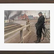 Laurits Andersen Ring – Auf den Zug warten. Bahnübergang am Roskilde Highway 1914 | Giclée Kunstdruck gerahmt