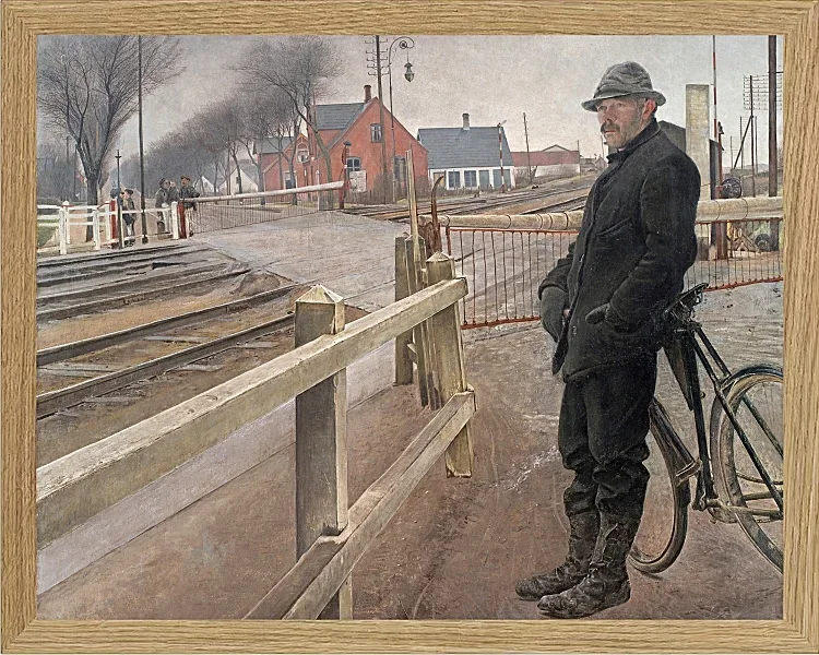 Laurits Andersen Ring – Auf den Zug warten. Bahnübergang am Roskilde Highway 1914 | Giclée Kunstdruck gerahmt